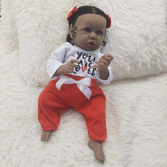 🆕22.8 Inch Reborn Doll with Soft Cloth Body African American Emma Girl Doll - Picture 3 of 11